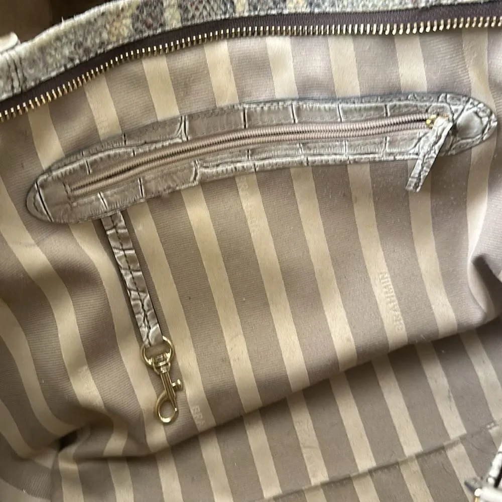 Brahmin Medium Asher Satchel Natural Leighton Handbag Purse Snakeskin Taupe